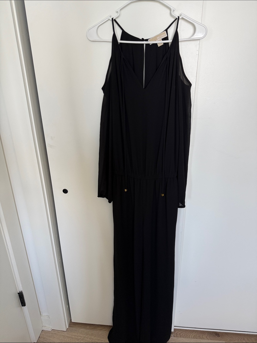 Black Cold-Shoulder Maxi jumpsuit